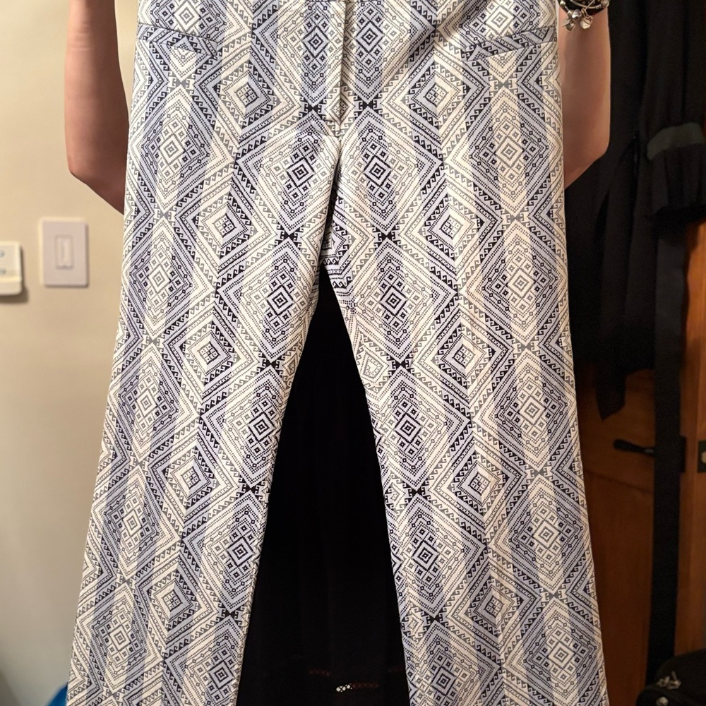 Altuzarra Blue and White Geometric Chinos